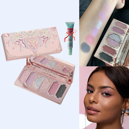 Blushimmer Flower Knows Chocolate Wonder-Shop 8-color eyeshadow palette with warm brown, gold, and neutral shades.