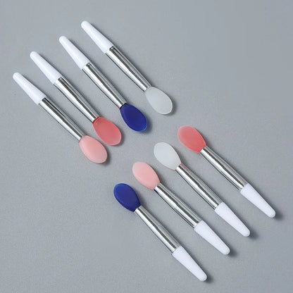 Set of 10 Blushimmer silicone lip brushes and applicators, mini portable lipstick and eye makeup tools in transparent design