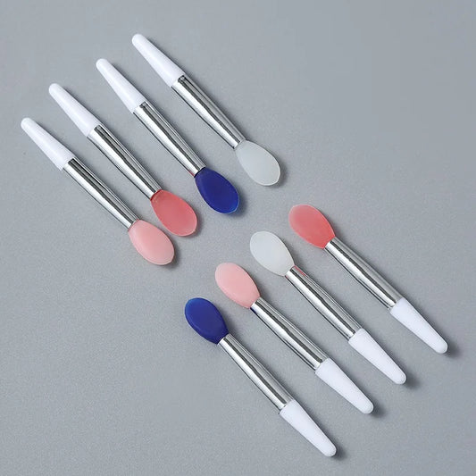 Set of 10 Blushimmer silicone lip brushes and applicators, mini portable lipstick and eye makeup tools in transparent design