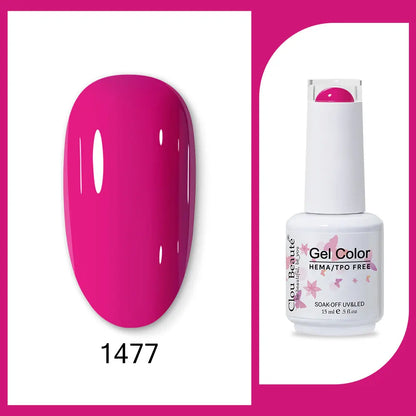 Blushimmer Clou Beaute 15ml red, black, white, green neon gel nail polish with velvet top coat, semi-permanent, 400 color options
