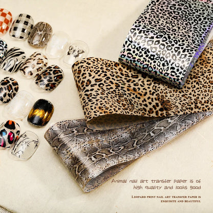 10 Rolls Water Soluble Leopard Print Transfer Paper Nail Transfer Foil Animal Printing Stickers Professional Nail Art Design