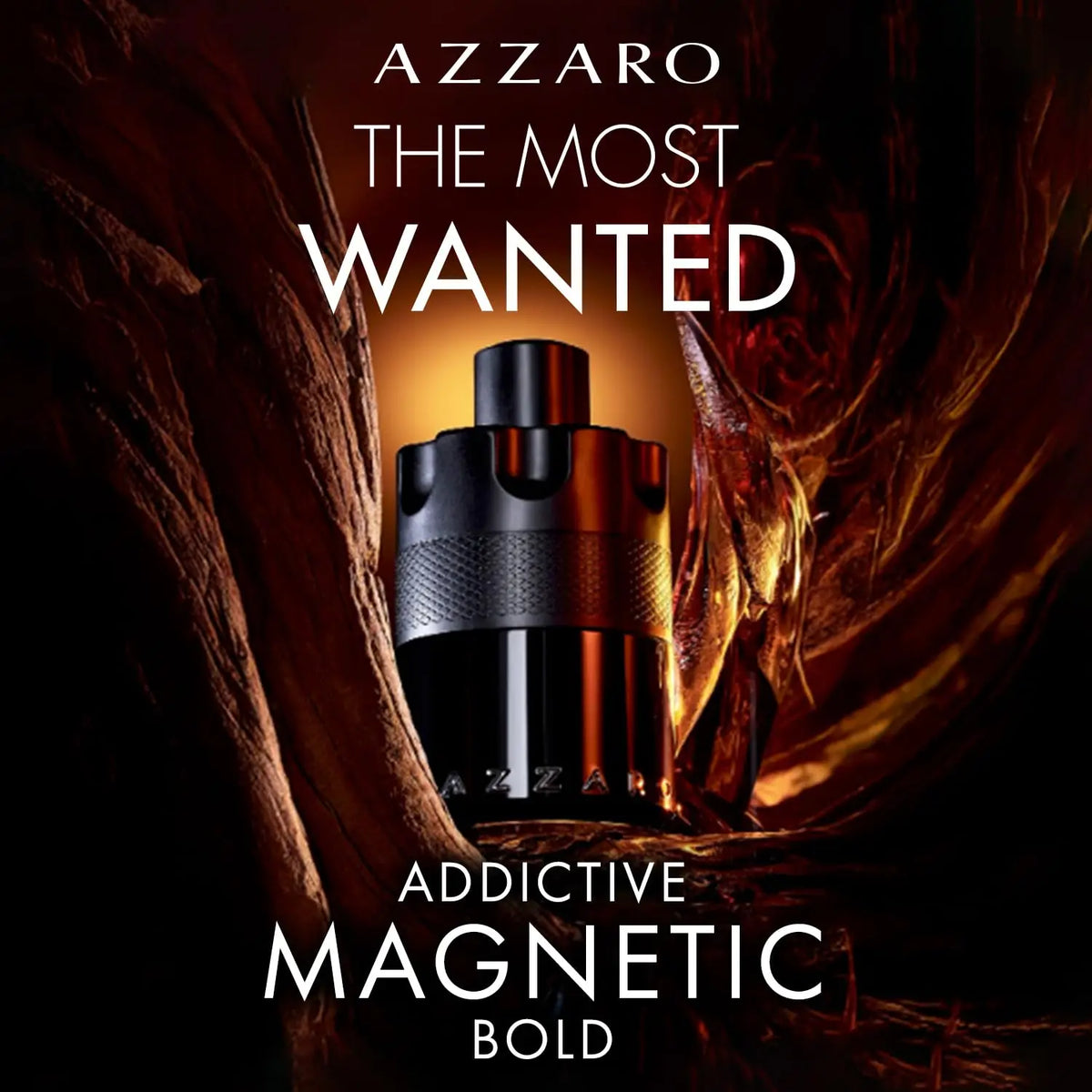 Azzaro The Most Wanted Eau de Parfum Intense men's cologne bottle with woody and fougère fragrance notes, sleek and elegant design.