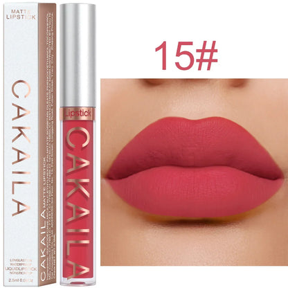 Blushimmer velvet matte lipstick and lip gloss in light red, featuring a silky liquid lip tint and long-lasting cosmetic finish.