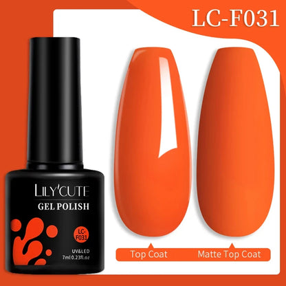 Colorful 7ml Blushimmer LILYCUTE gel nail polish in various shades, showcasing long-lasting semi-permanent UV gel for manicure art.