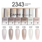 Set of 6 Blushimmer HEMA-free nail gel polishes in 9ml bottles with vibrant colors for semi-permanent UV and LED gel nails application