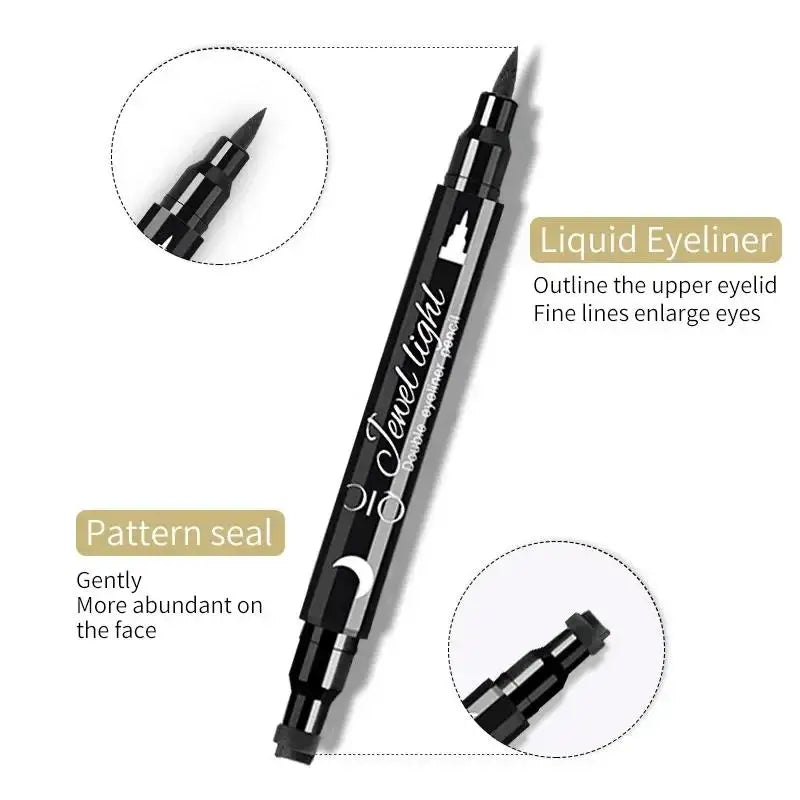 Blushimmer double-ended black waterproof liquid eyeliner pen with eye stamp, felt tip, long-lasting, and smudge-proof makeup for women