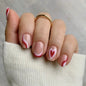 Set of 24 Blushimmer short square fake nails with halo dyed gradient hearts and colorful French tips in European and American style