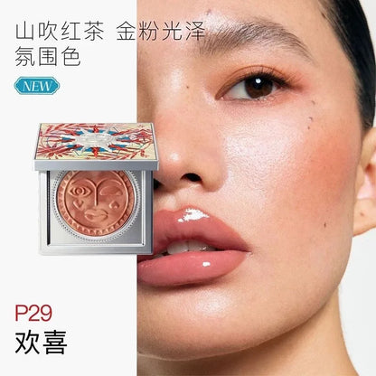 Girlcult Blushimmer Emotional Blush highlighter and matte shimmer blush for face, with cute pressed powder makeup in a Korean beauty style.