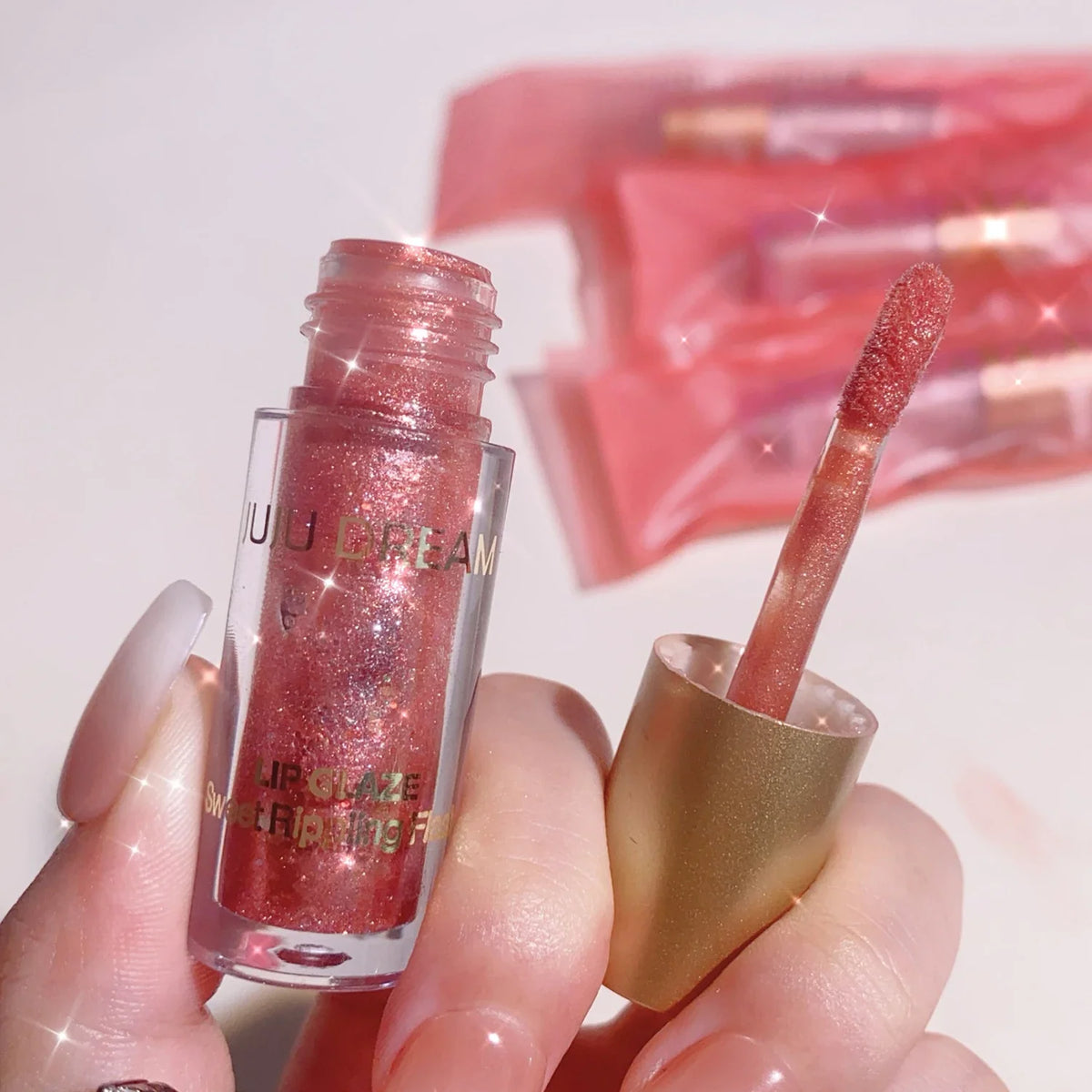 Blushimmer Sweet Sparkling Lip Glaze mirror lip shine transparent water gloss with a glossy finish and pure desire shine effect