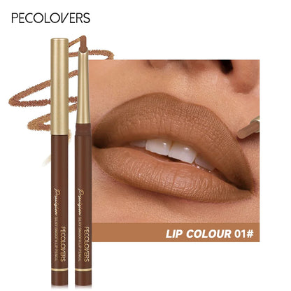Blushimmer matte 6-color lip liner pencil with bevel design for natural lip contour and nude brown lipstick application.