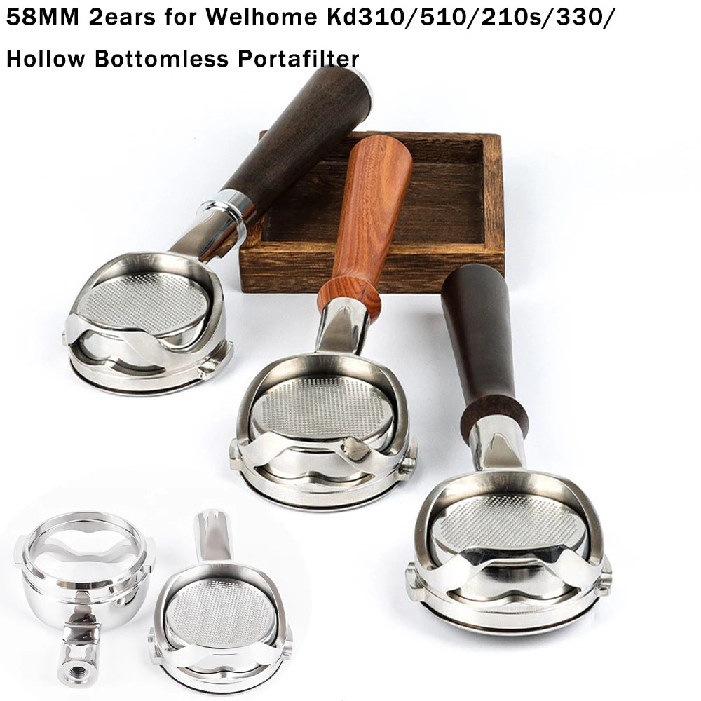 58MM 2ears for WPM Coffee Hollow Bottomless Portafilter for Welhome Kd310/510/210s/330/ Stainless Steel Espresso Handle Filter