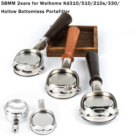 58MM 2ears for WPM Coffee Hollow Bottomless Portafilter for Welhome Kd310/510/210s/330/ Stainless Steel Espresso Handle Filter