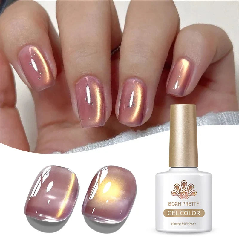 Blushimmer Born Pretty 10ml purple grape magnetic gel nail polish with fruit design, glass beads, and whitening effect on nails.
