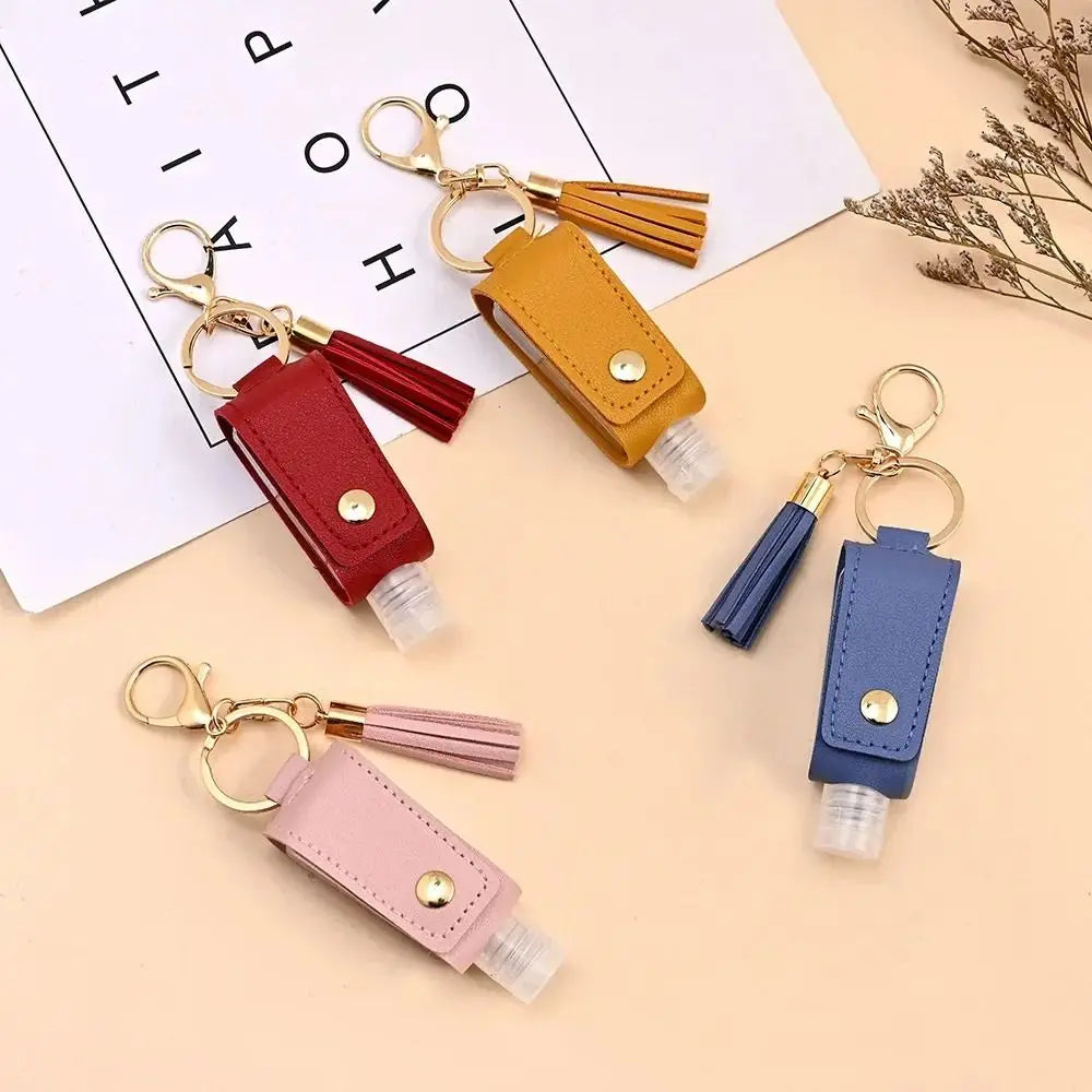 Universal Leakproof Hand Sanitizer Bottle Portable Keychain Hand Sanitizer Holder Leather Empty Travel Bottle