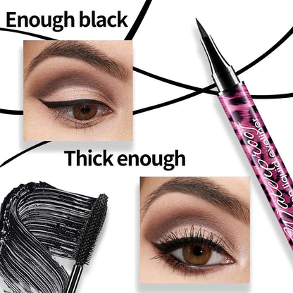 Blushimmer YANQINA liquid eyeliner pencil and 4D waterproof mascara set for eyes with thickening and curling effects, makeup essentials.
