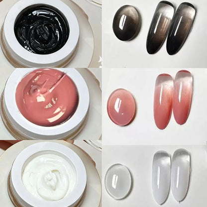 Black cushion gradient painting gel by Blushimmer with ombre and blooming aura effect for UV/LED gel manicures.