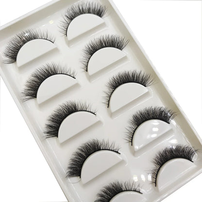 Set of 5 pairs of Blushimmer 3D Mink false eyelashes, natural style, for makeup and beauty enhancement.