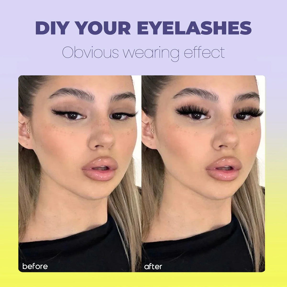 Blushimmer Groinneya Lashes Clusters with wispy, fluffy cat eye eyelash extensions for volume and DIY makeup application.