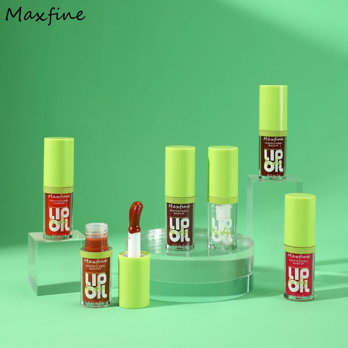 Blushimmer 6-tone moisturizing luminous lip gloss oil in transparent liquid, 3g, with a glossy, clear finish in a small tube