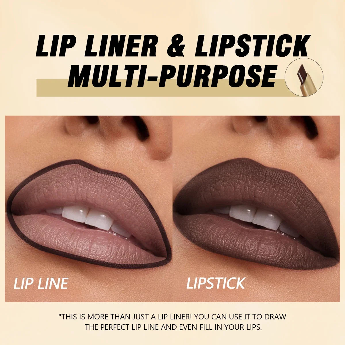 Blushimmer matte 6-color lip liner pencils with bevel tips for natural lip contour and nude brown lipstick application.