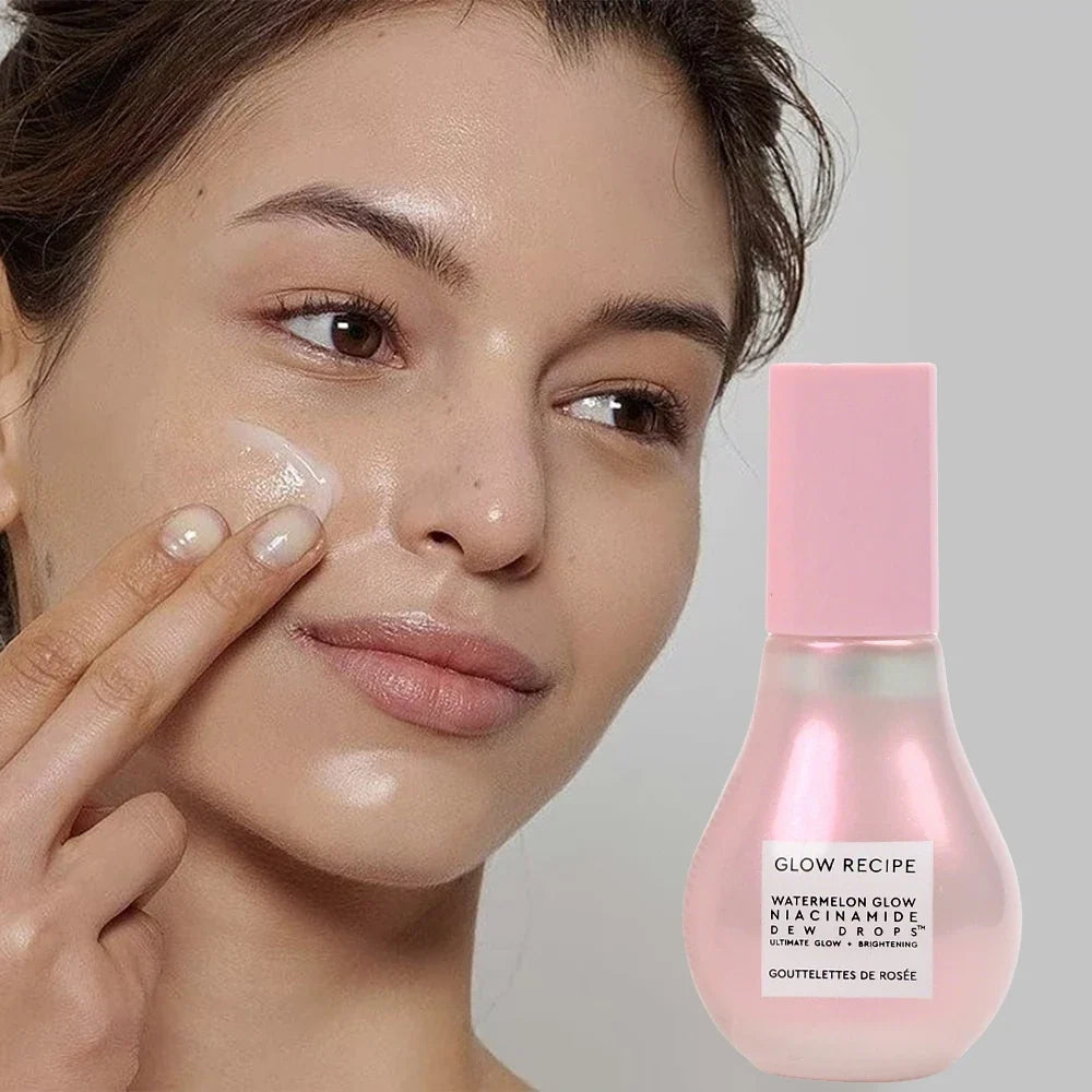 Glow Recipe Watermelon Glow Niacinamide Dew Drops in a 40ml bottle, makeup primer and pore minimizer with brightening serum.