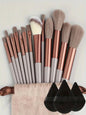 Set of soft, fluffy Blushimmer makeup brushes including foundation, powder, eyeshadow, and blending tools for professional makeup application.