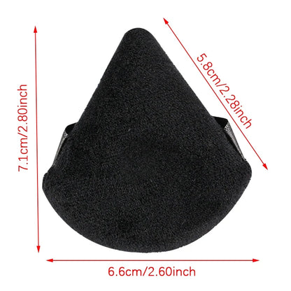Set of 1 to 6 Blushimmer triangle velvet powder puffs for face and eye makeup, reusable, washable cosmetic sponge accessories.