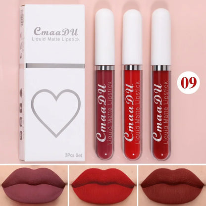 Set of four waterproof liquid lipsticks in black, blue, purple, and green with matte finish and nude lip tint from Blushimmer.
