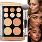 Blushimmer 2-piece concealer palette with brush set, high-coverage face contour kit, silky texture for flawless makeup application