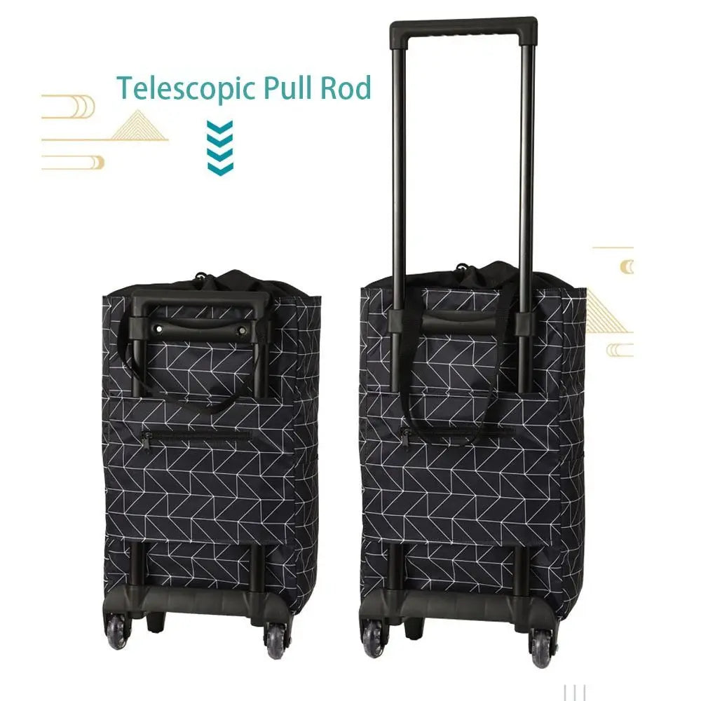 Trolley Bag Collapsible Shopping Cart with Wheels Folding Grocery Bag Reusable Shopping Trolley Grocery Bags