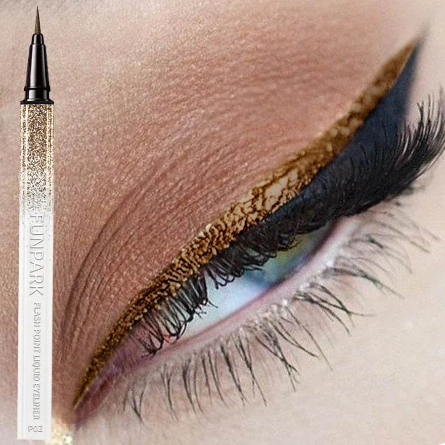 Blushimmer waterproof brown liquid eyeliner pen with precise tip, designed for long-lasting, smudge-proof eye makeup application.