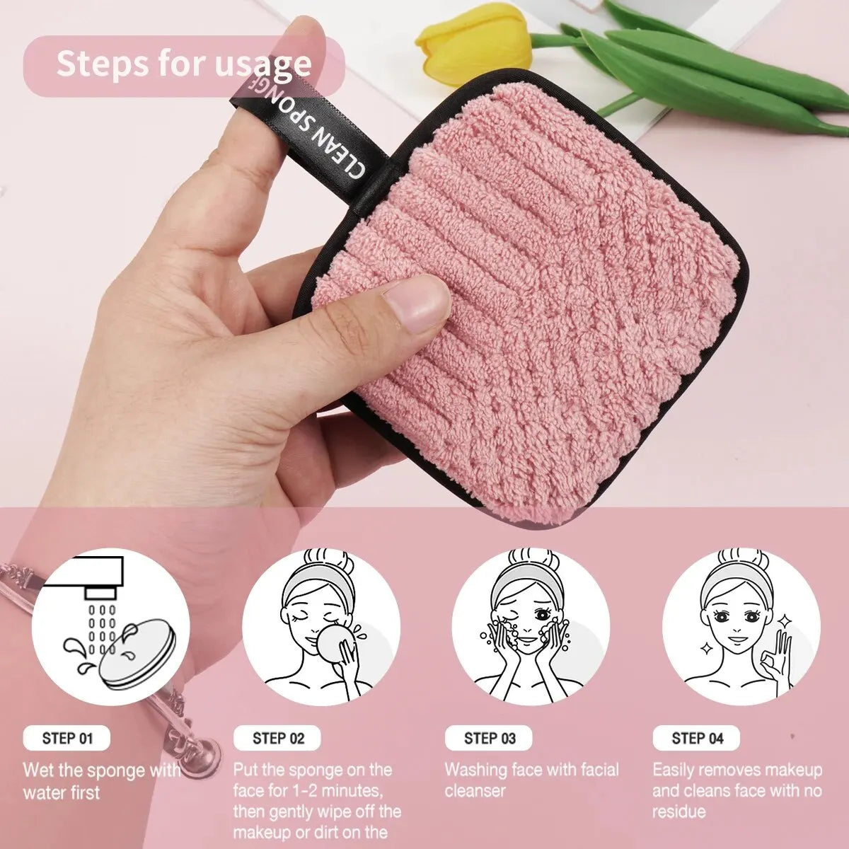 Set of 10 Blushimmer microfiber makeup remover cotton pads for gentle facial cleansing and skin care.