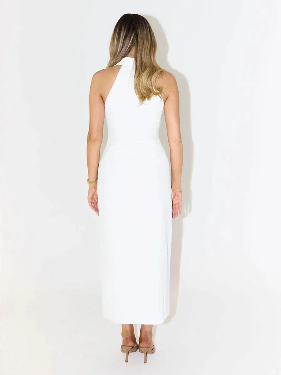 Luxlife Brands Sasha Summer Slim Fit Maxi Dress in lightweight fabric with adjustable straps and a flowing silhouette.
