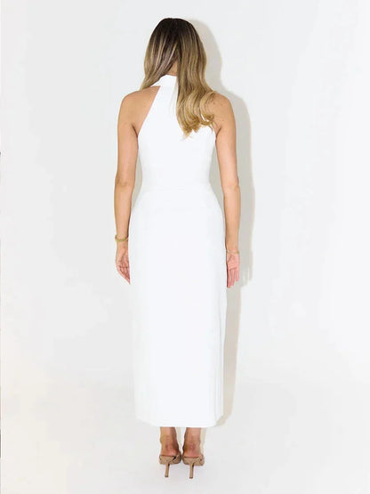 Luxlife Brands Sasha Summer Slim Fit Maxi Dress in lightweight fabric with adjustable straps and a flowing silhouette.
