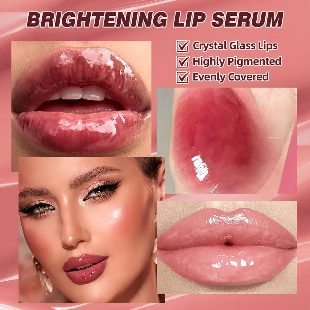 Blushimmer QIBEST Mirror Pearl Lipgloss with shiny, moisturizing finish and glitter accents, in a clear tube with a doe-foot applicator.