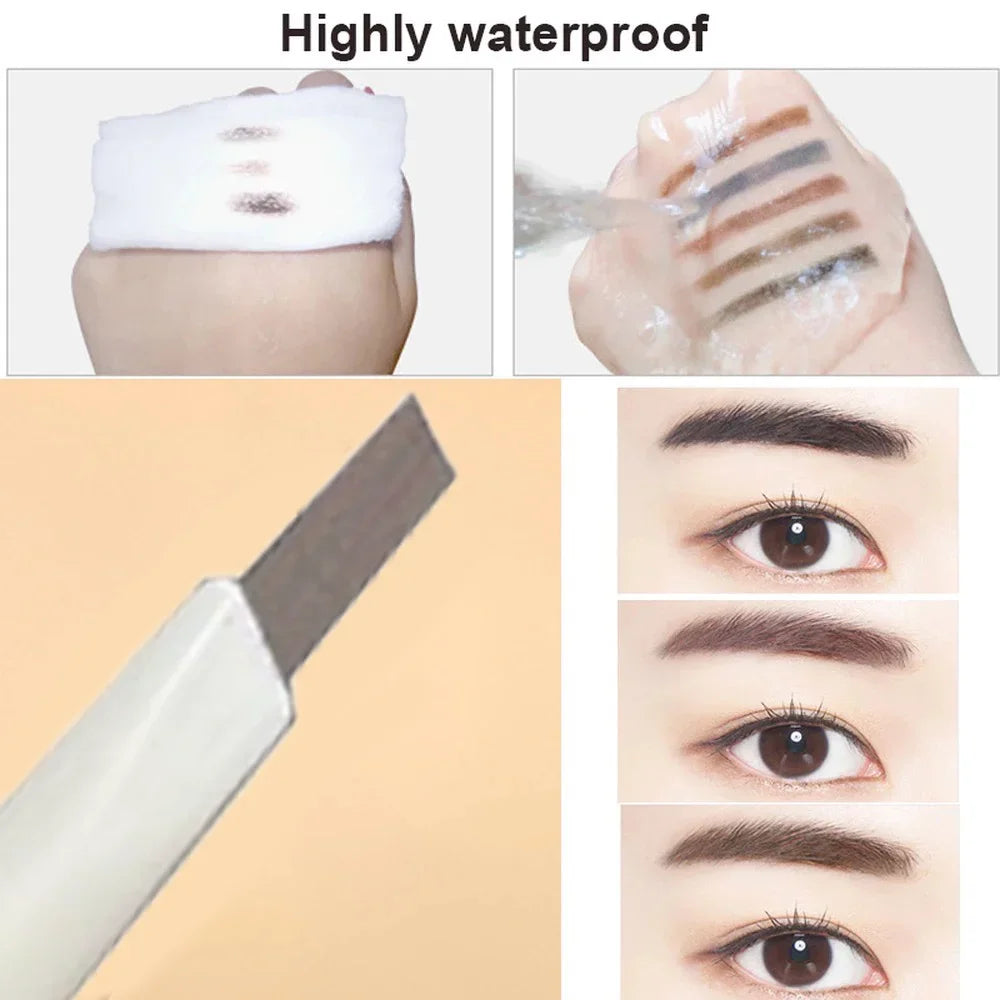 Blushimmer waterproof double-ended eyebrow pencil with brush tip, auto-rotate design, natural contour, suitable for unisex use.