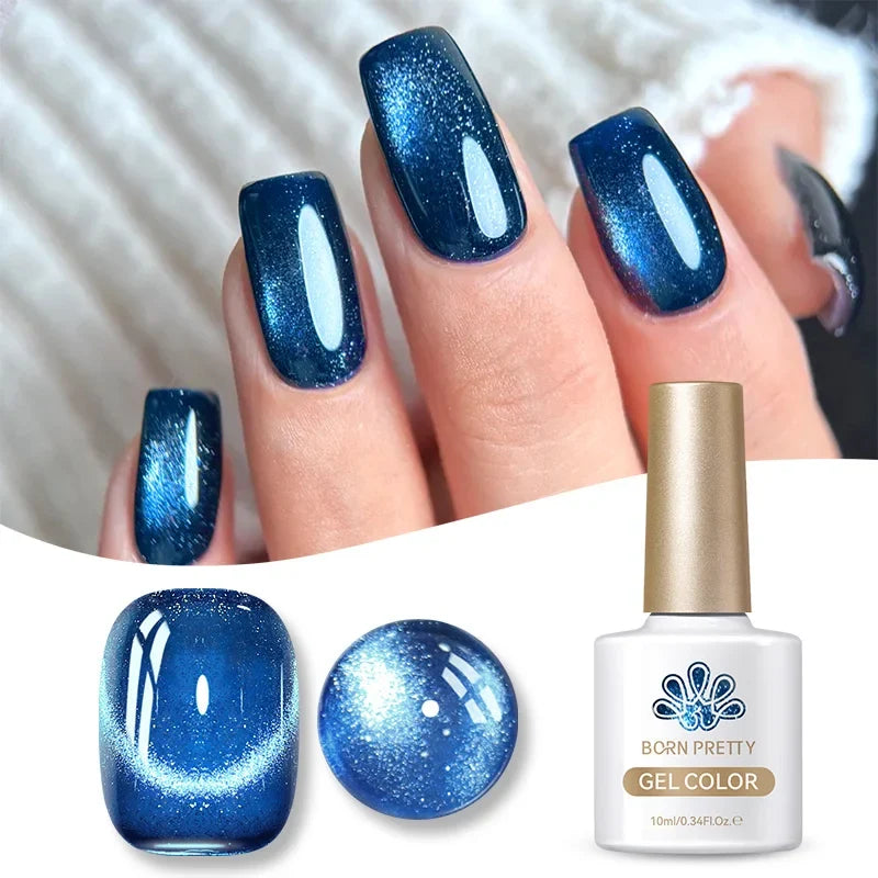 Purple grape magnetic gel nail polish by Blushimmer, featuring fruit-inspired design with glass beads and whitening effects.