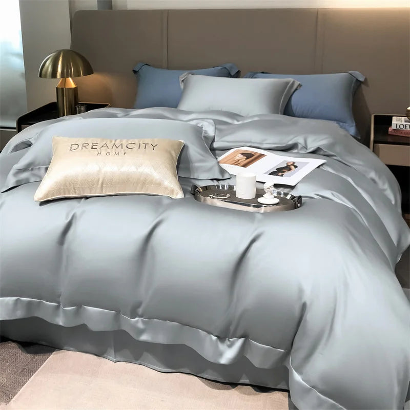 Silky 100% Bamboo Bedding Set Organic Pure Bamboo Duvet Cover Set with Quilt Cover Bed Sheet Pillowcase Luxury Cooling Bed Linen