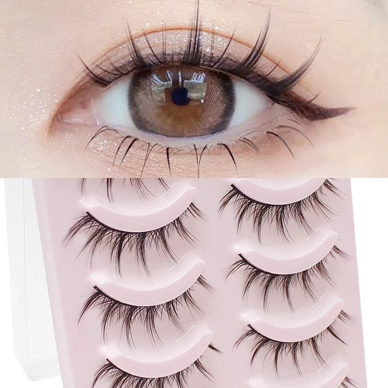 Blushimmer DINGSEN fake anime eyelashes with five pairs of natural-looking, clear band manga-style eyelash extensions.