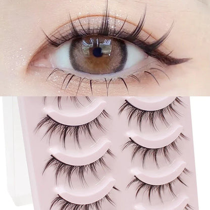Blushimmer DINGSEN fake anime eyelashes with five pairs of natural-looking, clear band manga-style eyelash extensions.