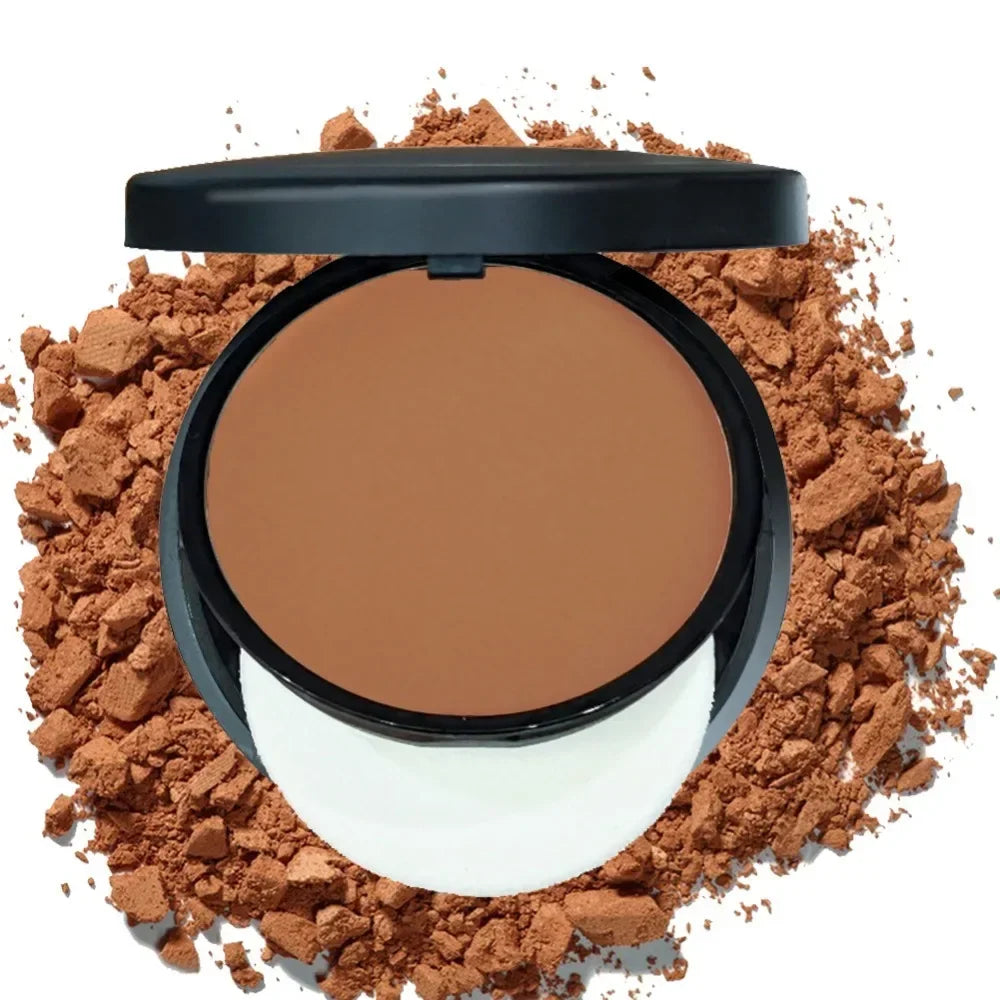 Blushimmer dark skin foundation palette with 6 bronze powders for contouring, highlighting, and concealing to create 3D makeup effects.