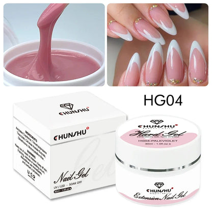 Blushimmer 30ML milky white hard gel for nail extensions, self-leveling builder and reinforcement gel for camouflage manicures.