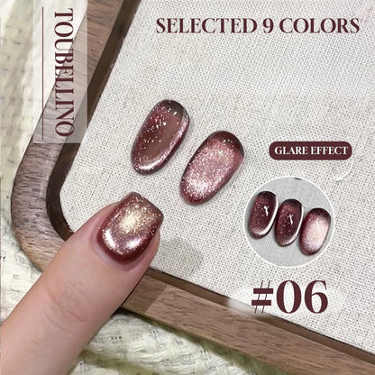 Blushimmer Mianel 12ml Emperor Green cat eye gel nail polish showing glossy green finish and smooth application on nails.