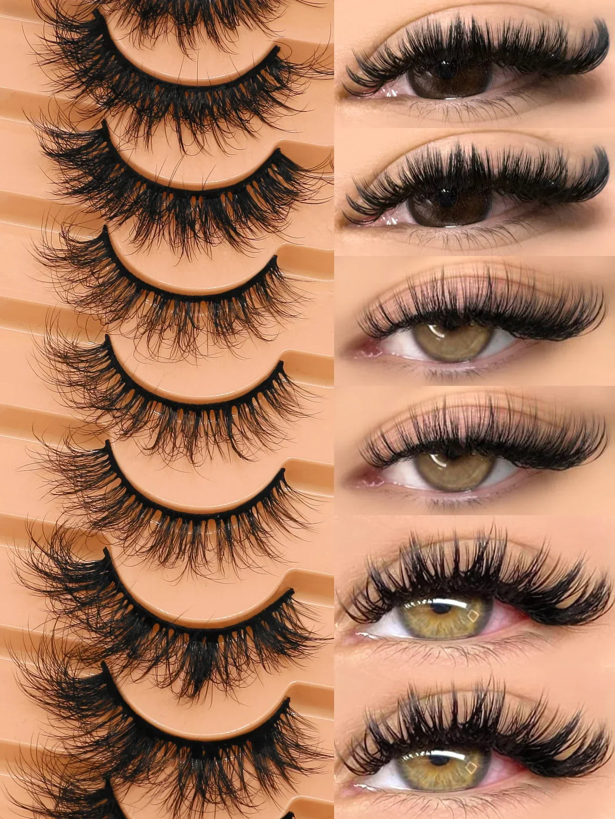 Blushimmer fluffy 3D mink cat eyelashes with a natural look, lightweight, reusable false lashes for daily, party, or wedding makeup.