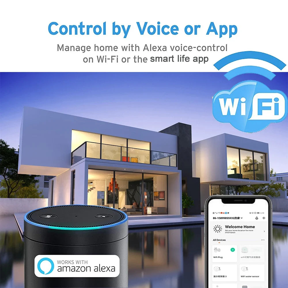 Smart Tuya Wifi Siren Alarm With Temperature Humidity Sensor Trigger alarm Make Sound And Light