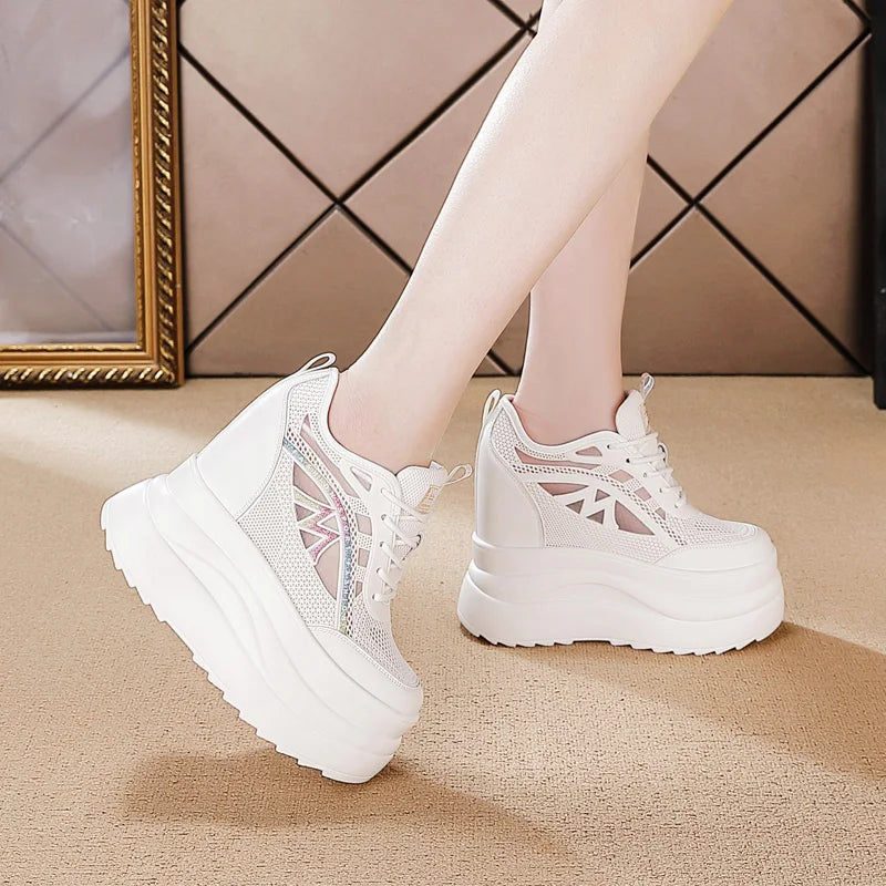 13cm Chunky Sneakers For Women Comfortable Women Casual Shoes Lightweight Walking Shoes Comfy Chusinoning Platform Wedge