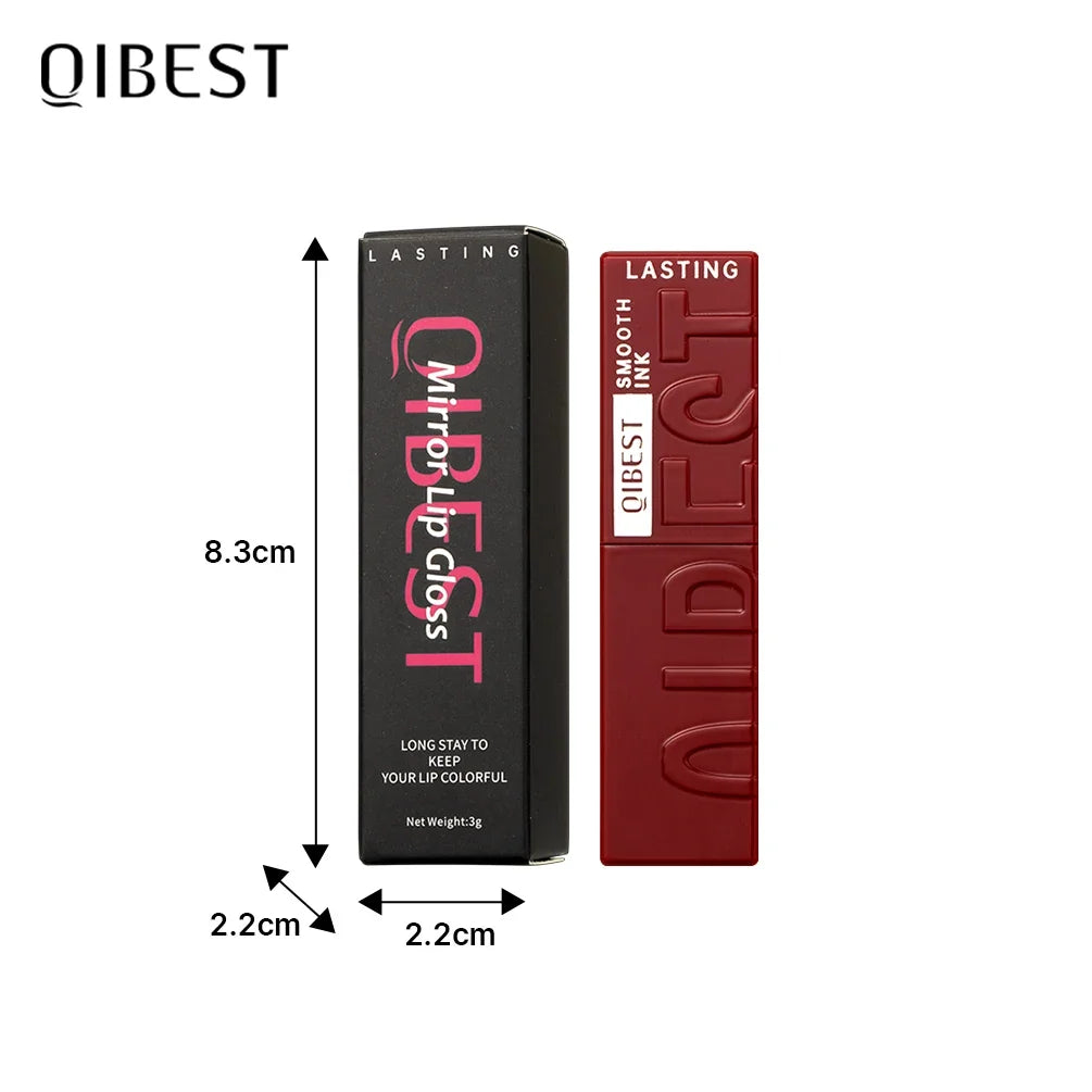 Blushimmer QIBEST 8-color watery lip gloss set with waterproof, long-lasting, moisturizing liquid lipsticks and mirror in sleek packaging