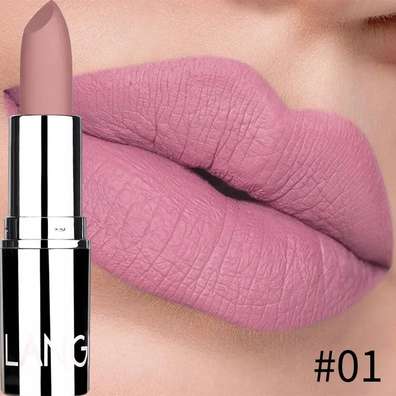 Blushimmer Langmani silver tube matte lipstick in 8 shades, featuring sleek packaging and vibrant color options.
