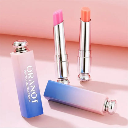 Blushimmer color-change gradient lipstick with moisturizing, waterproof long-lasting tint and glossy finish, unisex holiday makeup.
