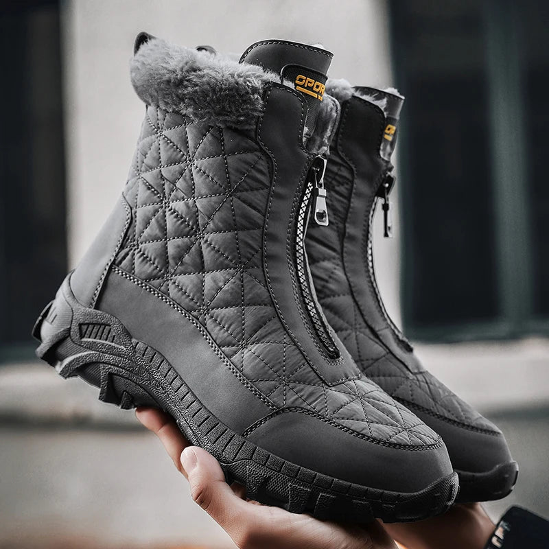 Brand Men's Winter Shoes Waterproof Men's Boots Warm Plush Fashion Snow Boots Outdoor Non-slip Hiking Boots Men Work Ankle Boots
